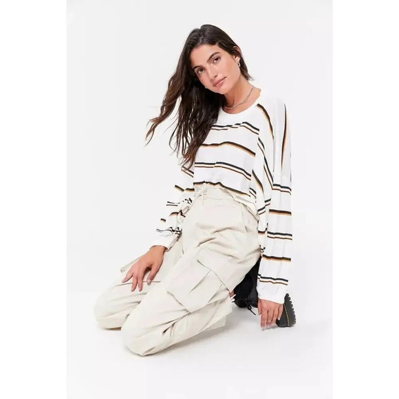 Out From Under Ella Long Sleeve Tee In Neutral Multi Cotton Size Small Women’s - Picture 1 of 6